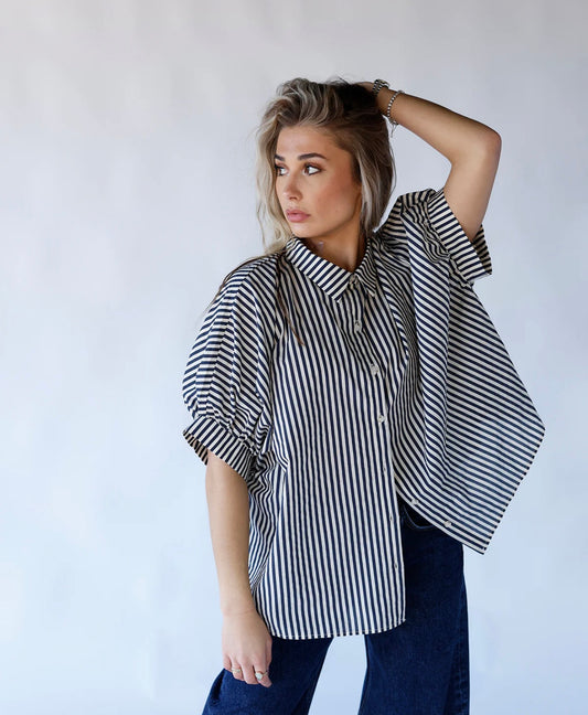 Black Stripe Button Down