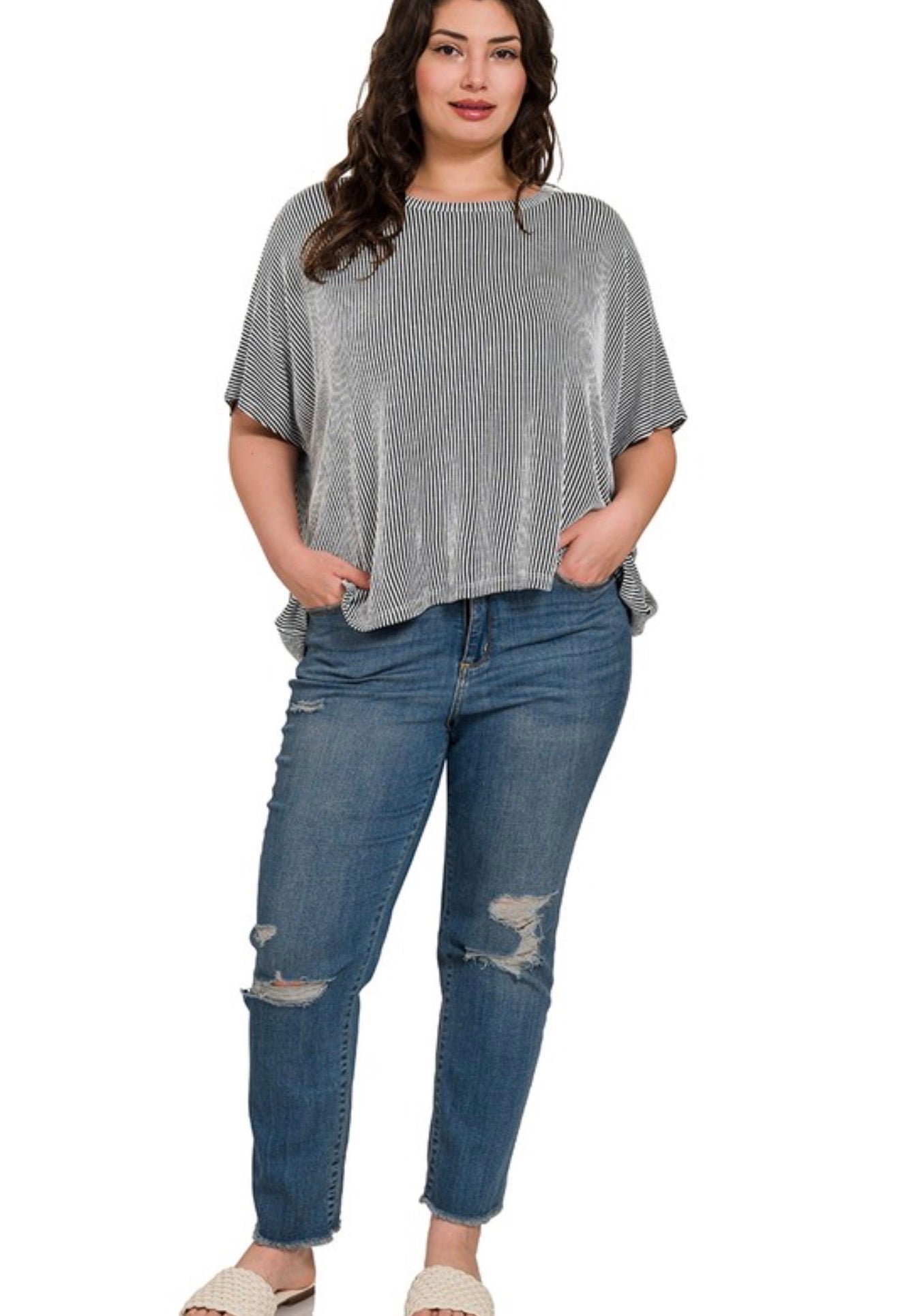 Curvy Ribbed Oversized Top