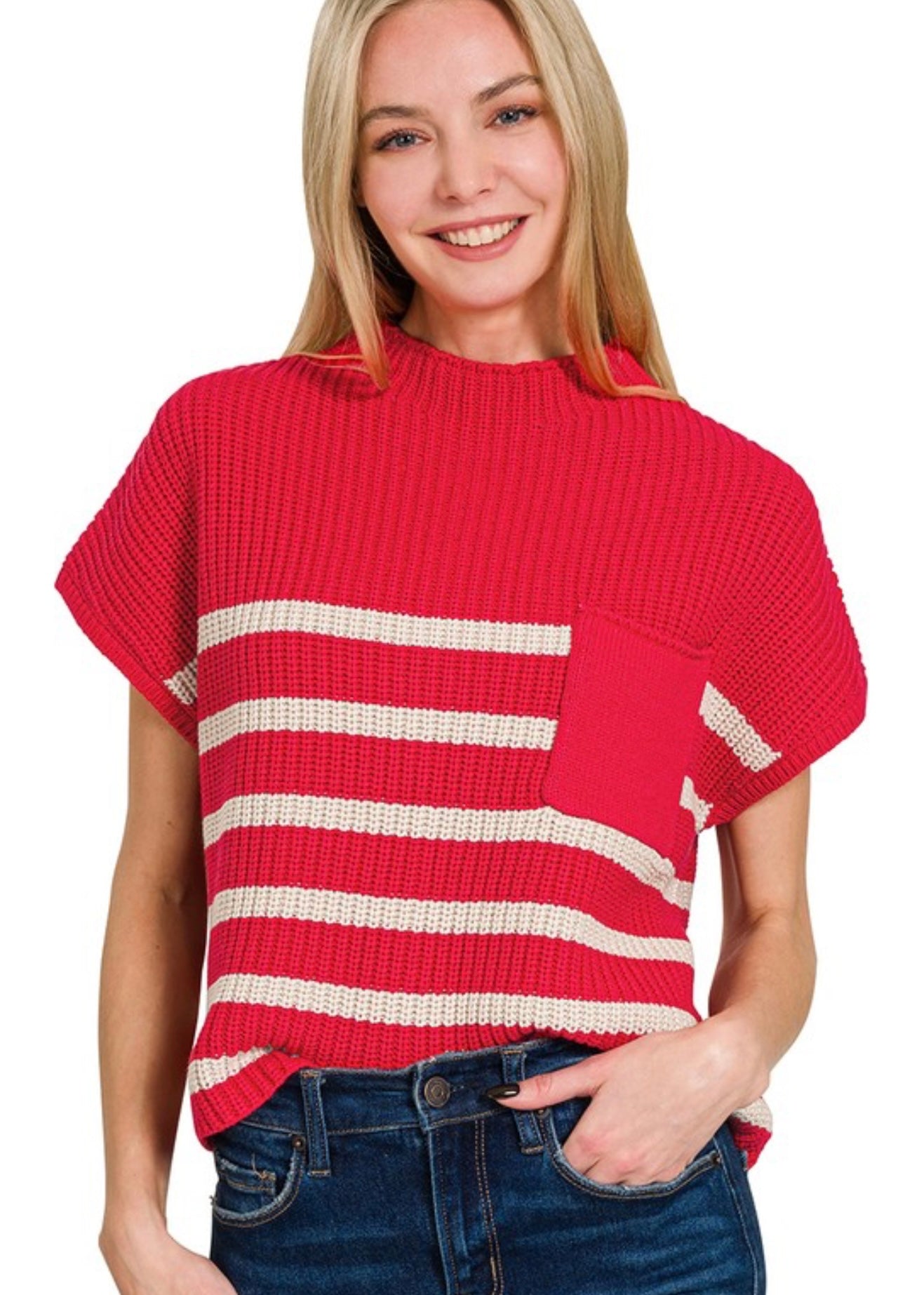 Ruby Short Sleeve Striped Sweater