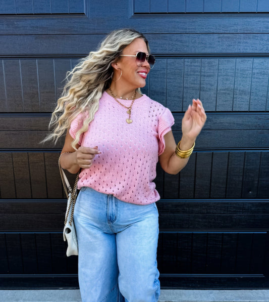 Pink Ruffle Sleeve Top