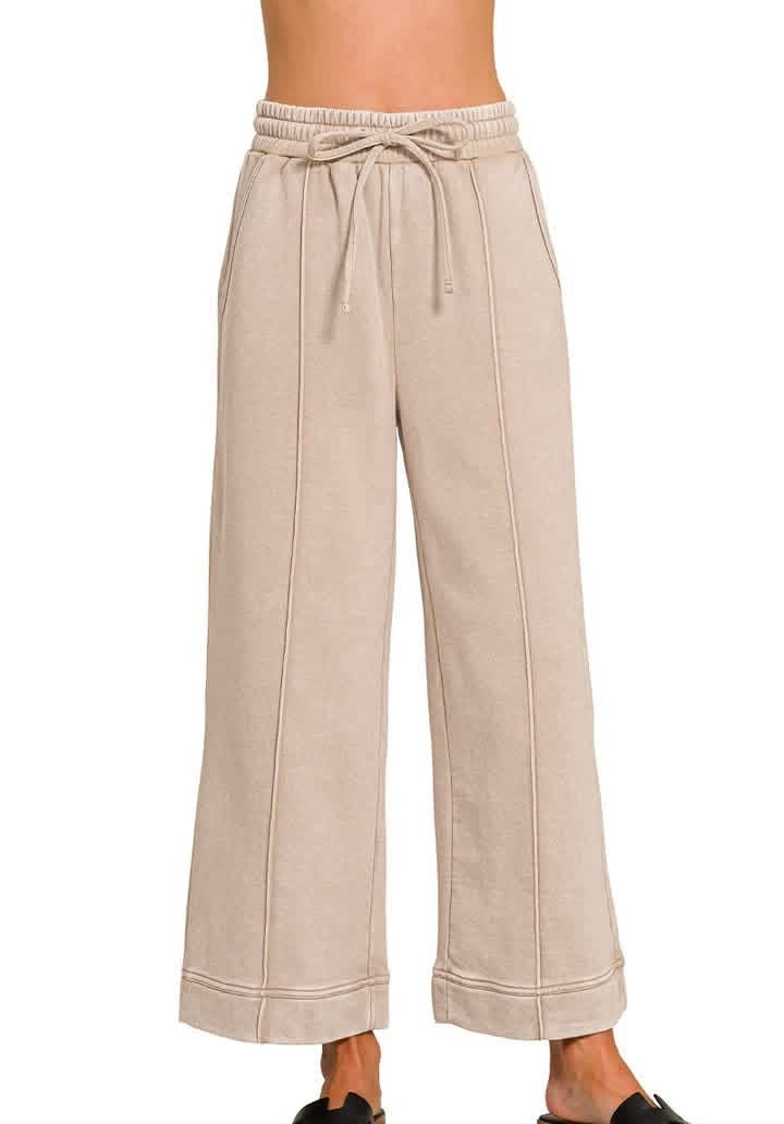 Mocha Fleece Pintuck Pants