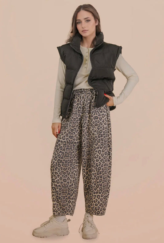 Elastic Waist Leopard Casual Barrels