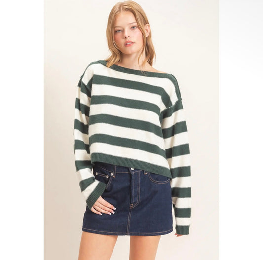Green Boat Neck Sweater
