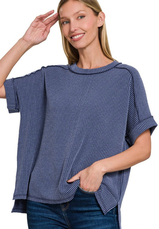 Ribbed Cuff Sleeve Tee