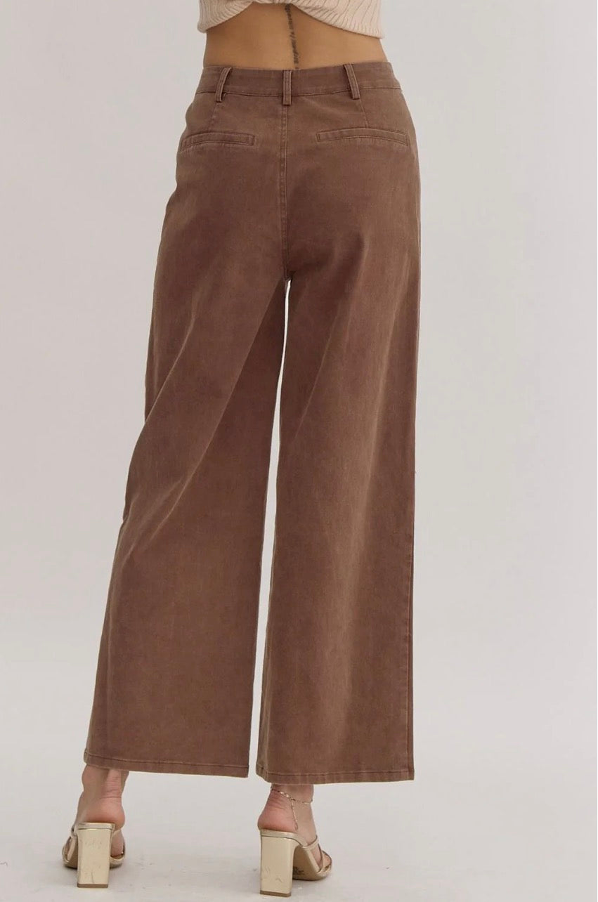 Brown Ankle Length Pants
