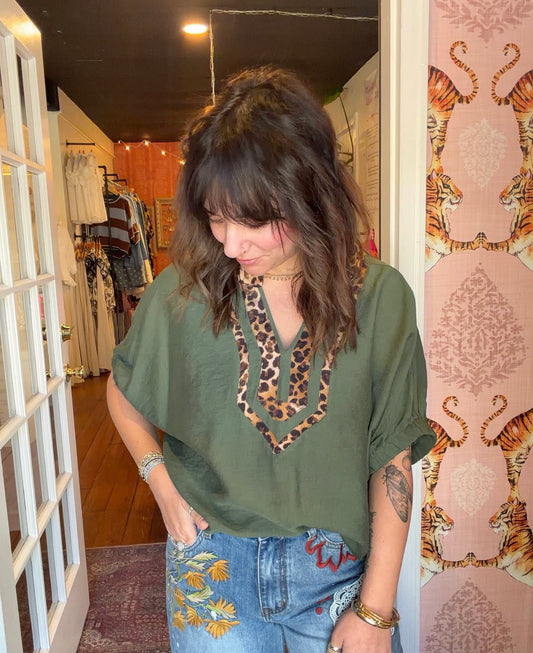 Olive Leopard Dolman