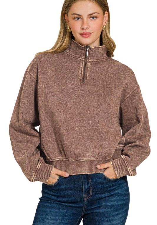 Brown Half Zip Pullover