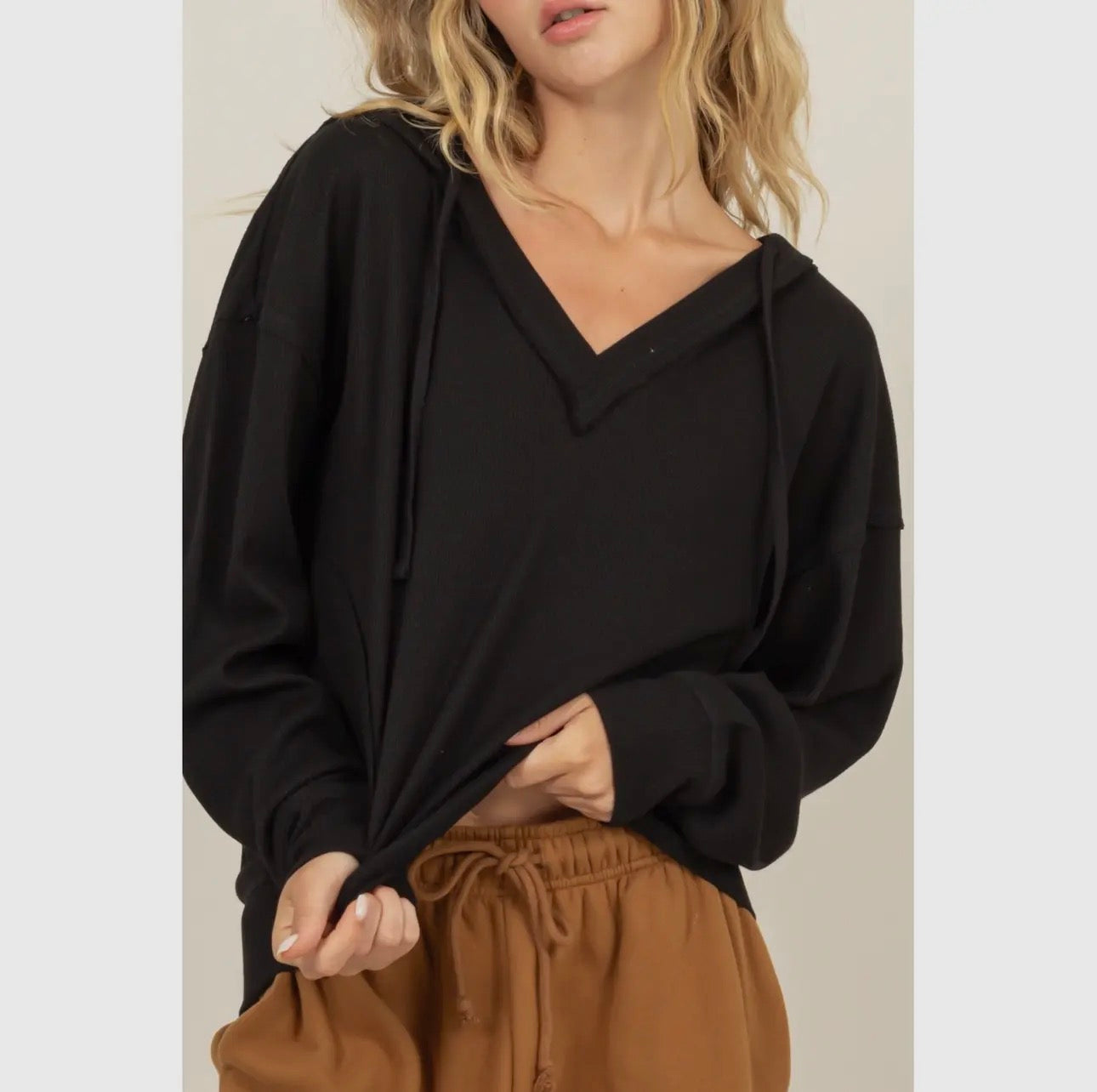 Relaxed Ribbed Hoodie