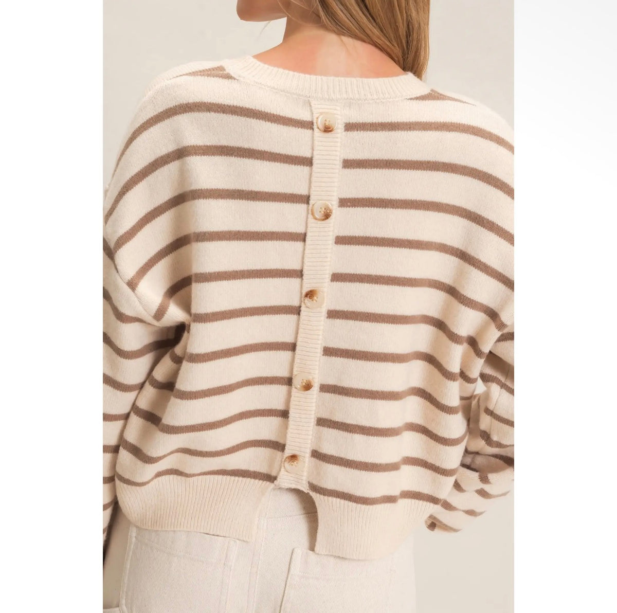 Camel Striped Ribbed Sweater