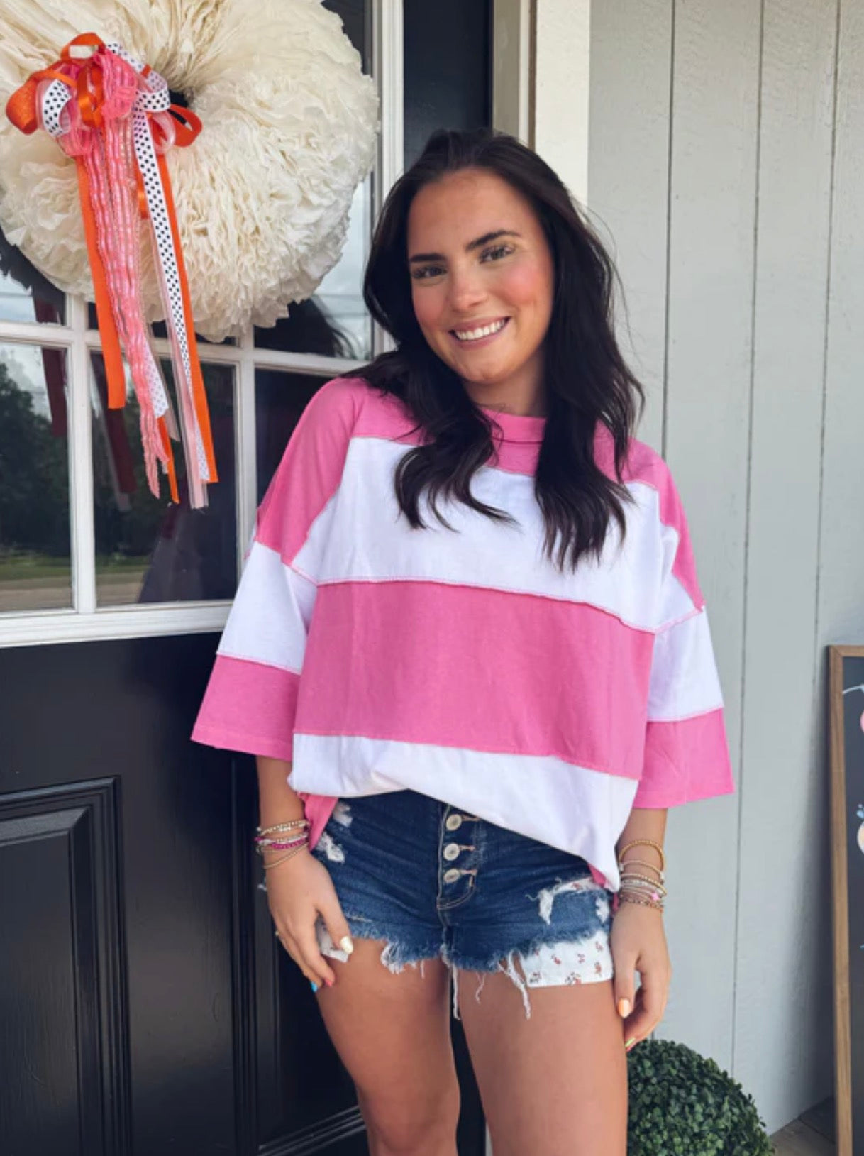 Pink Color Block Top