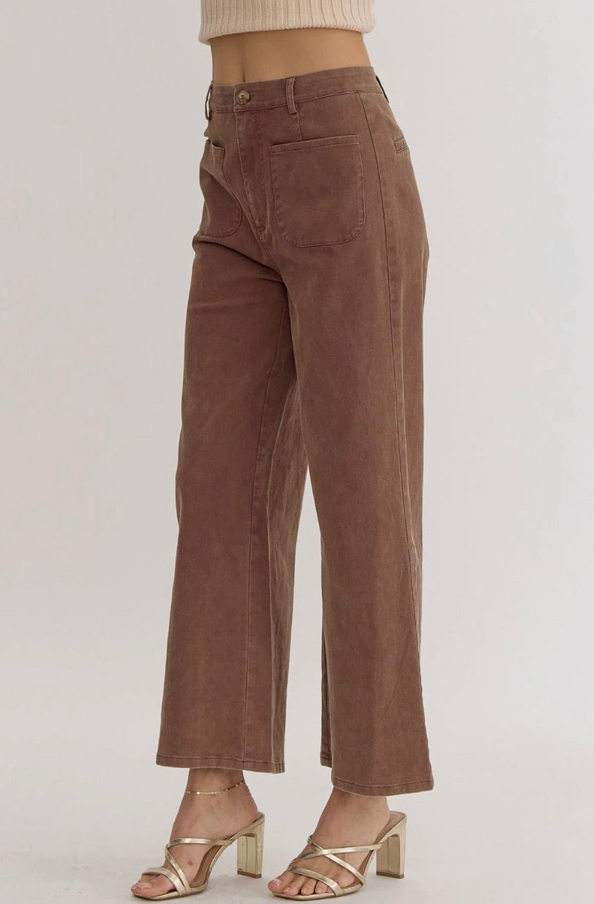 Brown Ankle Length Pants