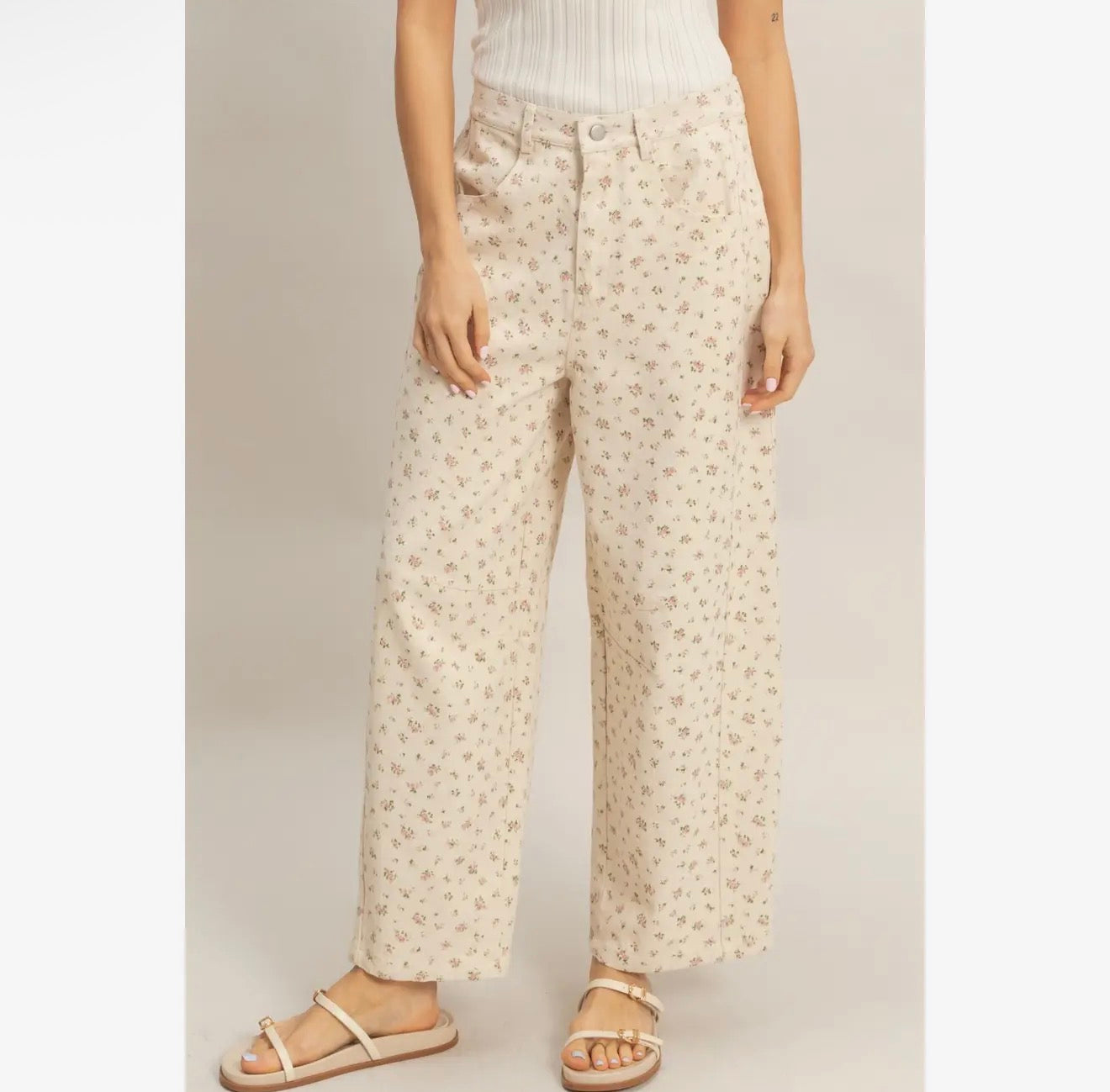 Pink Floral Wide Leg Pants