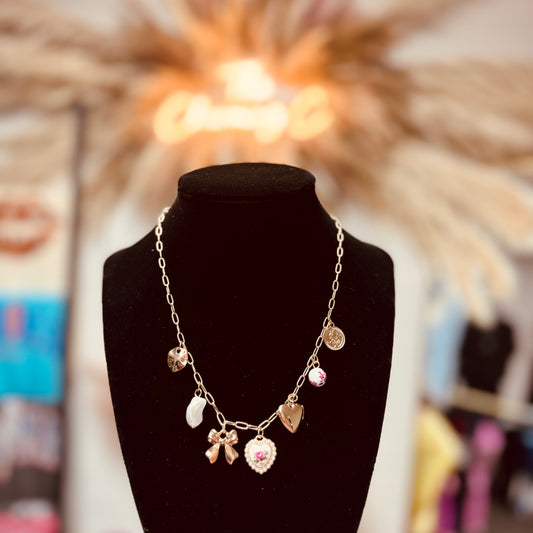 Ceramic Porcelain Bow Charm Necklace