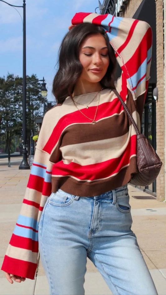 Red Color Block Stripe