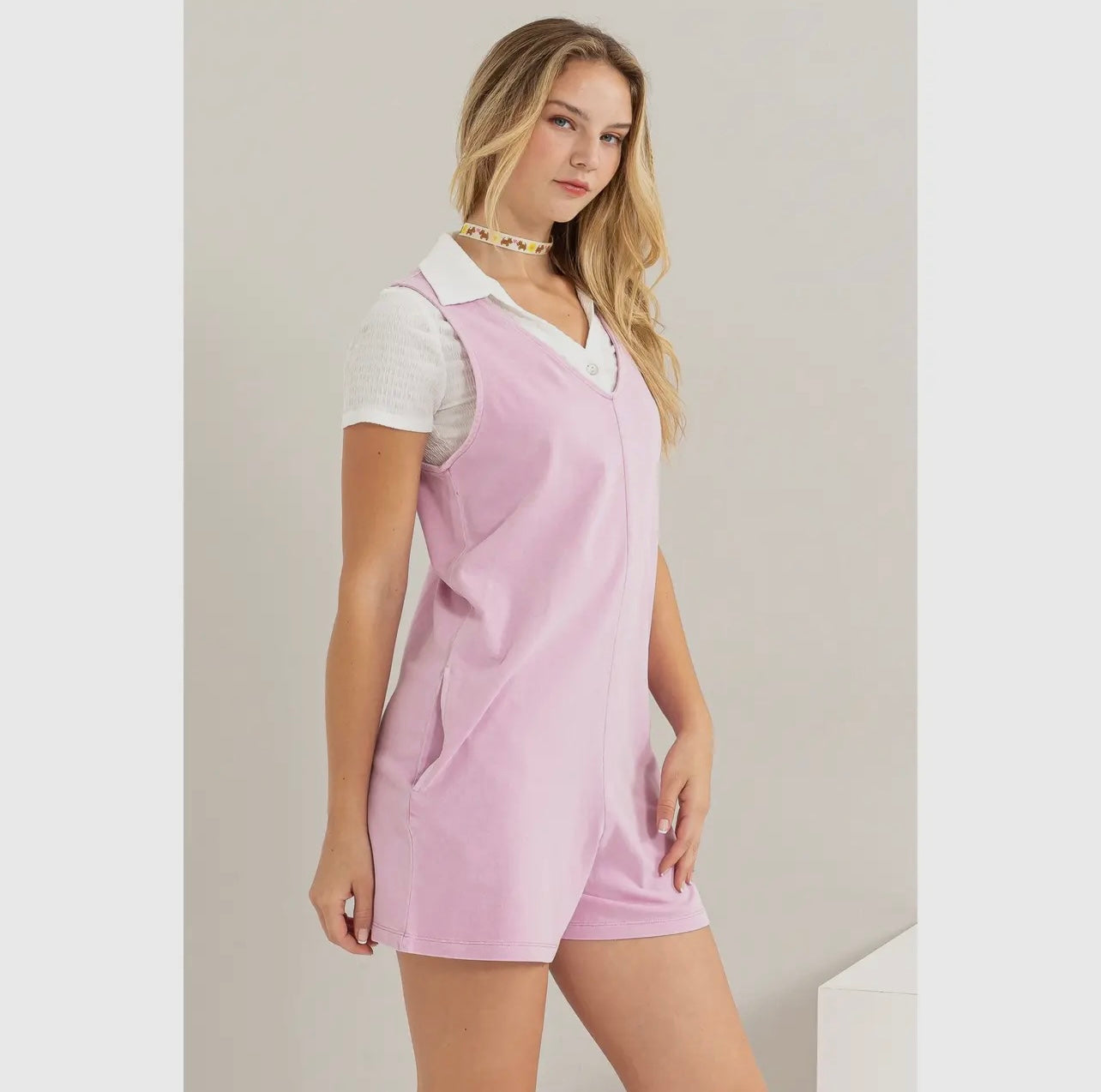 Pink Sleeveless Romper