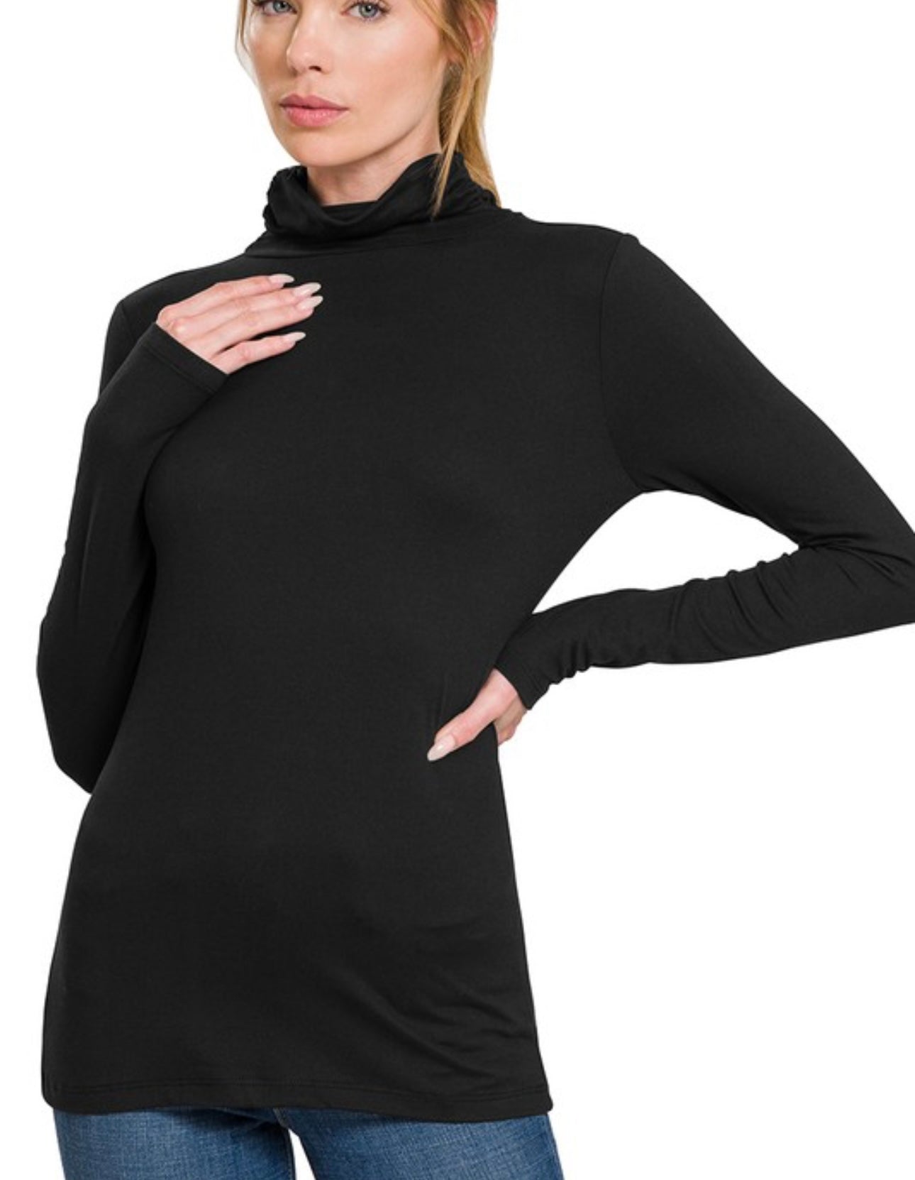 Microfiber Mock Neck Top