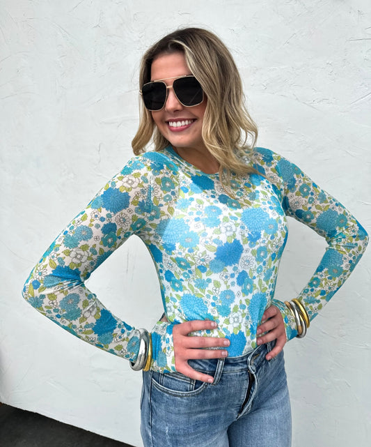 Blue Floral Mesh