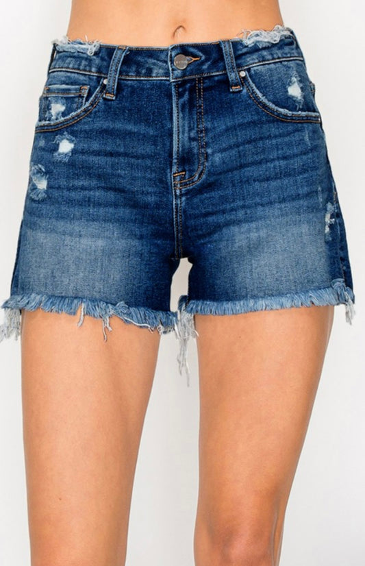 Mindys Mid Rise Dark Wash Shorts