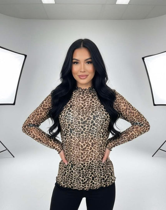 Leopard Mesh Top