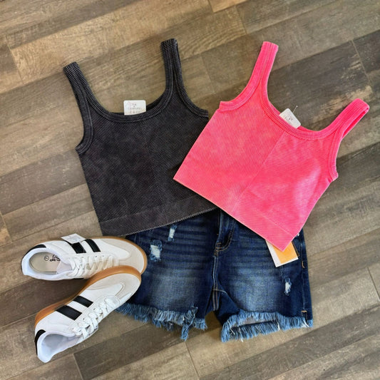 Washed Ribbed Seamless Bra Tank