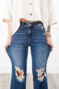 Distressed Knee Cropped Pants